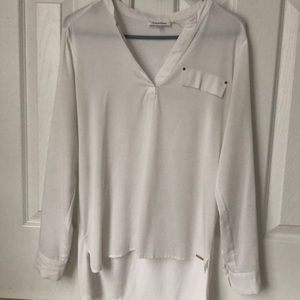 Calvin Klein White Long Sleeve Blouse